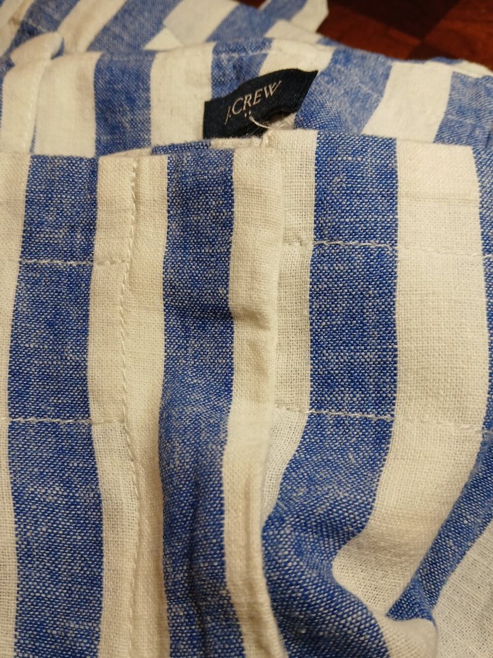 J. CREW Blue & White Linen Stripe Crop Paperbag Waist with Tie Pants - EUC - Picture 9 of 13